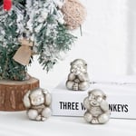 3 Wise Monkeys Statue.See no evil, hear no evil, speak no evil Monkeys Figurines.Brings Good Luck,Wisdom.Silver Monkey Sculpture Decoration Ornaments. Home Decor Living Room,Office Decor Accents.