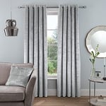 Sleepdown Luxury Crushed Velvet Eyelet Lined Curtains Super Thermal Insulated for Bedroom and Living Room 66 x 72 Inch Silver