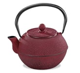 Küchenprofi Théière YASMIN - Rouge - Fonte émaillée - Capacité 800 ml - Pour 6 tasses - Filtre en acier inoxydable intégré - Théière asiatique en fonte - Théière avec infuseur