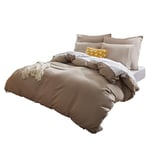 Sonive Housse de Couette 200x200 cm, Taies d'oreiller 65x65 cm*2, Couette 4 Saison 100% Couette en Microfibre, Taupe