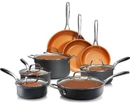 Gotham Steel Pro Pots and Pans Set Nonstick 13 Piece Hard Anodized Kitchen Cookware Sets with Nonstick Ceramic Cookware Set, Oven, Dishwasher Safe Metal Utensil Safe Non Stick Frying Pan Set, Brown