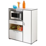 Demeyere 3-Door 1-Drawer Microwave CART 'Buzz', Wood, White, 90x40x111.8 cm