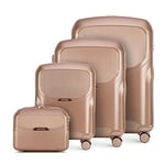 WITTCHEN Lady 2 Stylish Set of 4 Suitcases Travel Luggage Hard-Wearing Polycarbonate 4 Double Wheels TSA Combination Lock Size (S+M+L+Cosmetic case) Muted Pink Elements in Rose Gold