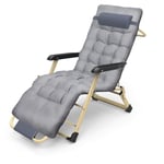 AKSHOME Outdoor Patio Chairs, Foldable Recliner, Leisure Recliner Garden Recliner, Padded Folding Armchair, Maximum Weight 180 Kg-Gray + Thick Cotton Pad