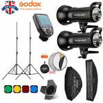 UK 800W 2*Godox SK400II 400W 2.4G Wireless Flash Sofbox stand Kit For Studio