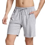 Irdcomps Bas de Pyjama Homme Coton Pantalon Shorts Bermuda Court Doux Short Jogging Sport Décontracté Vêtements de Nuit Élastique Ajustable et Poches Short de Pyjama d'été Gris L