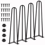 4PCS Pied de Table Bass 45cm, Pied Epingle en Métal, Pied de Meuble pour Bricolage Table Chaise - Designe Industriel - Noir