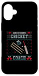 Coque pour iPhone 16 Plus Pull de Noël moche pour entraîneur de cricket préféré du Père Noël