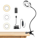 dowowdo Lampe de Bureau à Pince 48 LED Flexible à 360°Lampe Lecture Clipsable 3 Modes d’Éclairage &10 Niveaux de Luminosité Led USB pour Étude et Travail, Noir [Classe énergétique F]