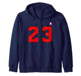 College 23 Number Style Vintage France Flag Zip Hoodie