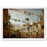 Artery8 Clotheslines Venice Washing Line Laundry By Cityscape A4 Artwork Framed Wall Art Print