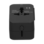 Adaptateur de voyage universel avec convertisseur de puissance et 2 ports USB pour le Royaume-Uni, l'UE, les États-Unis, le Japon, l'Australie, la Chine, 100240 V, noir