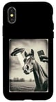 Coque pour iPhone X/XS Alien Horse UFO Meme Funny Cowboy Cowgirl Weird