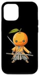 Coque pour iPhone 14 Pro Samouraï japonais orange guerrier Ukiyo Sensei Samouraï