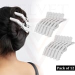 12x Hair Clips Crocodile Salon Sectioning Clamp White Teeth Hair Dressing Clips