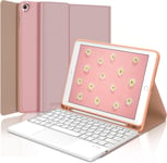 Coque Clavier pour iPad 9eme/8eme/7eme Generation 10.2"", AZERTY Clavier avec Trackpad Bluetooth Détachable pour iPad 9eme/8eme/7eme Generation - 2021/2020/2019, Rose