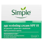 Simple Regeneration Age Resisting Face Cream SPF 15 with 3% Glycerin, Green Tea and Mushroom Extract Anti-Ageing Moisturiser 50 ml