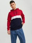 JackandJones Trefärgad hoodie Jack and Jones (Tango Red,XS)