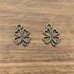 WANM 20Pcs Charms Lucky Irish Four Leaf Clover 17 * 13Mm Tibetan Silver Plated Pendants Antique Jewelry Making Diy Handmade Craft