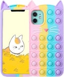 Kawaii Pop Bubbles Cat -puhelinkotelo iPhone 11:lle, pehmeä silikoni Rainbow Cat Design -pudotuksen estävä ja dekompressioinen puhelinkotelo tytöille iPhonelle (Iphone 11:lle)