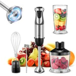 Hand Blender 1000W, 5-in-1 Electric Stick Blender, Copper Motor Stainless Steel Blade Stick Blender Mixer with Turbo Mode, Baby Food Blender with Mixing Beaker, Chopper, Whisk, Milk Frother (Black)