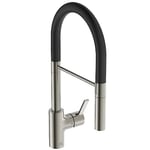 Ideal Standard - Goût Mitigeur monocommande semi-professionnel pour évier de cuisine, Bouche haute tubulaire avec douchette pivotante et amovible multifonction avec siège magnétique, Silver Storm