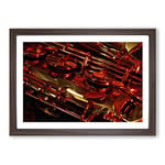 Big Box Art Saxophone Instrument (1) Framed Wall Art Picture Print Ready to Hang, Walnut A2 (62 x 45 cm)