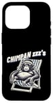 Coque pour iPhone 16 Pro Jeu de mots drôle de singe chimpanzé « Chimpan-zzz »