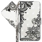 MRSTER Samsung Galaxy J4+ Étui à Rabat 3D Désign Portefeuille Housse [Magnétique] [Fonction Stand] [Porte Carte] PU Cuir Protection Coque pour Samsung Galaxy J4 Plus 2018. YX 3D - Lace Flower