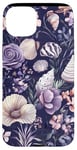 Coque pour iPhone 15 Plus Violet Vintage Floral Coastal Summer Bleu Océan Coquillage