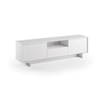 Meuble TV Andromeda, Meuble TV pour salon, Buffet bas de salon avec 2 portes et 1 tiroir, 100% Made in Italy, 170x42h48 cm, Blanc