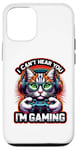 Coque pour iPhone 15 Pro Chat gamer rétro avec casque : Can't Hear You, I'm Gaming!