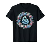 Cute Pastel Green Snake Floral Wreath Reptile Lover Graphic T-Shirt