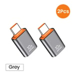 10a Usb3.0 Otg Adaptateur Type-C Adaptateur Connecteur Convertisseur Pour Macbook Pro Air Samsung Xiaomi Ordinateur Portable Usb-C Adaptateur Tipo C - Type Grey U-C 2pcs