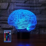 Illusion 3D Cerveau led Lampe Art Déco Lampe Lumières led Décoration Lampes Télécommande 7/16 Couleurs Change Veilleuse Alimenté par usb Enfants