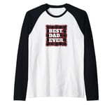 Best Dad Ever Red Black Plaid Light Manche Raglan