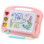 SGILE Tablette à dessin Magnétique pour Enfants, Ardoise Magique Effaçable et Colorée avec Stylo Magnétique, Tableau magique avec Trois Tampons, Jouet de Voyage, Cadeau d'Anniversaire, Rose