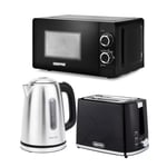 GEEPAS 1.7L Illuminating Electric Kettle 2 Slice Bread Toaster & Microwave Set