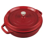 Masterpan Non-Stick Dutch Oven Casserole Dish with Lid 28cm / 3.8L, Induction Ready, Cast Aluminium, Oven & Dishwasher Safe, Red