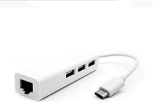 Adaptateur USB C vers 3 USB A et RJ45 Ethernet LAN Adaptateur Hub Câble Mac USB-C Réseau.[S1216]