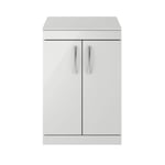 Nuie Athena Grey Mist 600mm Floor Standing 2-Door Vanity Unit & Worktop Bathroom