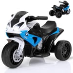 GOPLUS Moto Electrique Enfants BMW 6V, Voiture Electrique Enfants Motos avec 3 Roues,Effets Musicaux et Lumineux, Porteur Enfants,Charge 20KG,pour 1,5-3 Ans(Bleu)