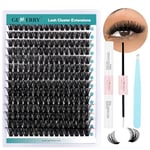 GEMERRY DIY Cluster Eyelash Extensions Kit with Lash Bond and Seal and Applicator for Beginners 280 PCS Individual Lash Cluster Kit 0.07D 10-18 Mix, DIY at Home (100D-0.07D,10-18MIX-KIT)