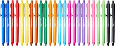 Amazon Basics Lot de 24 stylo-billes rétractables, Couleurs assorties