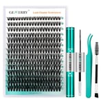 GEMERRY Lash Extension Kit 280Pcs Lash Clusters DIY Individual Eyelash Extension Kit D Curl Volume Cluster Lashes Wispy with Lash Bond and Seal and Lash Tweezers (40D-0.07D,10-18MIX-KIT)