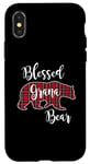 Coque pour iPhone X/XS Blessed Grana Bear Plaid écossais rouge Cadeau amusant pour grand-mère
