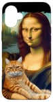 Coque pour iPhone 16 Plus Mona Lisa tenant un chat Portrait d'art Peinture Kitty Cat