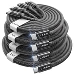 LISEN USB C to USB C iPhone 16 Charger Cable [60W/4-Pack] C to C Charger Cable Fast Charge, Type C to Type C Cable for iPhone 15 16 Pro Max Plus, iPad Pro Air, SamSung Galaxy, Pixel, Mi[0.5M+1M+2M+2M]