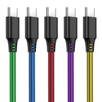 Câble USB C 2m 5 Pack Cable USB Type C Chargeur Type- C en PVC Rapide Chargeur pour Samsung Galaxy S9+/S9/S8,Note 8,Huawei P10/P9,Oneplus 2/3,Lumia,Nexus 5X/6P,Xiaomi