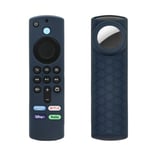 2-i-1 Amazon Fire TV Stick 4K (3:e) / AirTag silikonöverdrag - Marinblå Blå